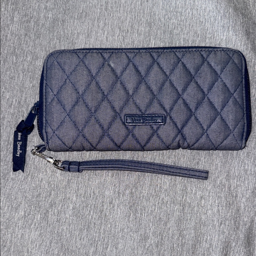 Vera Bradley Quilted RFID Wristlet in Navy